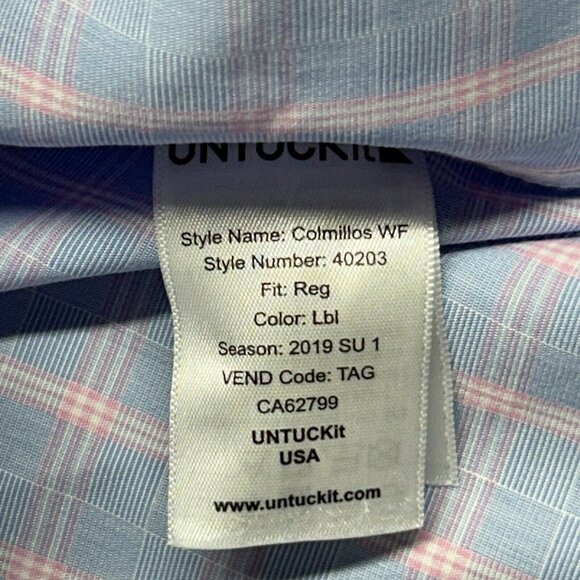 UNTUCKit Colmillos WF Shirt Mens 2XL Reg Fit Blue Pink Long Sleeve Button Up New - Picture 11 of 13